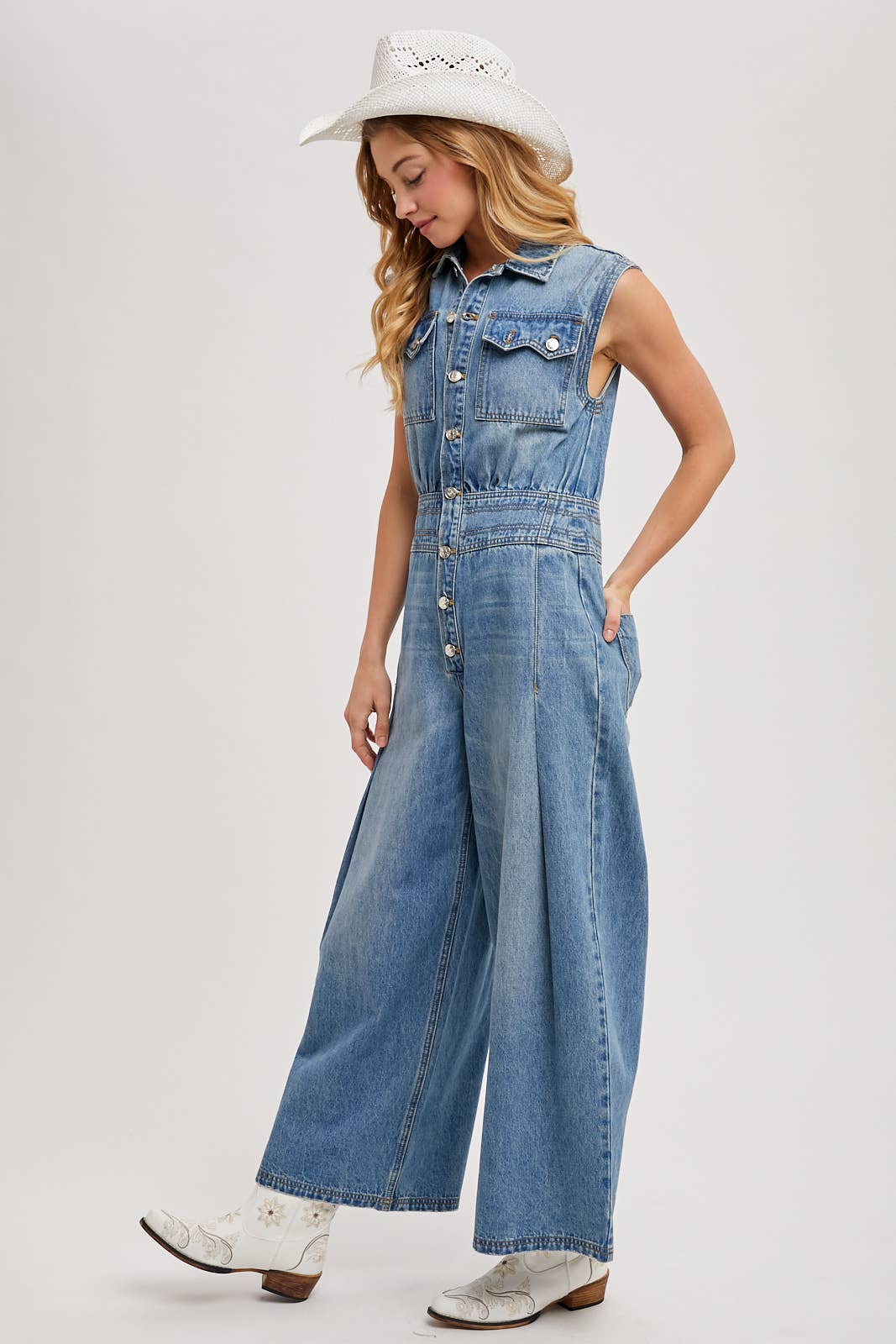 Denim Sleeveless Jumpsuit