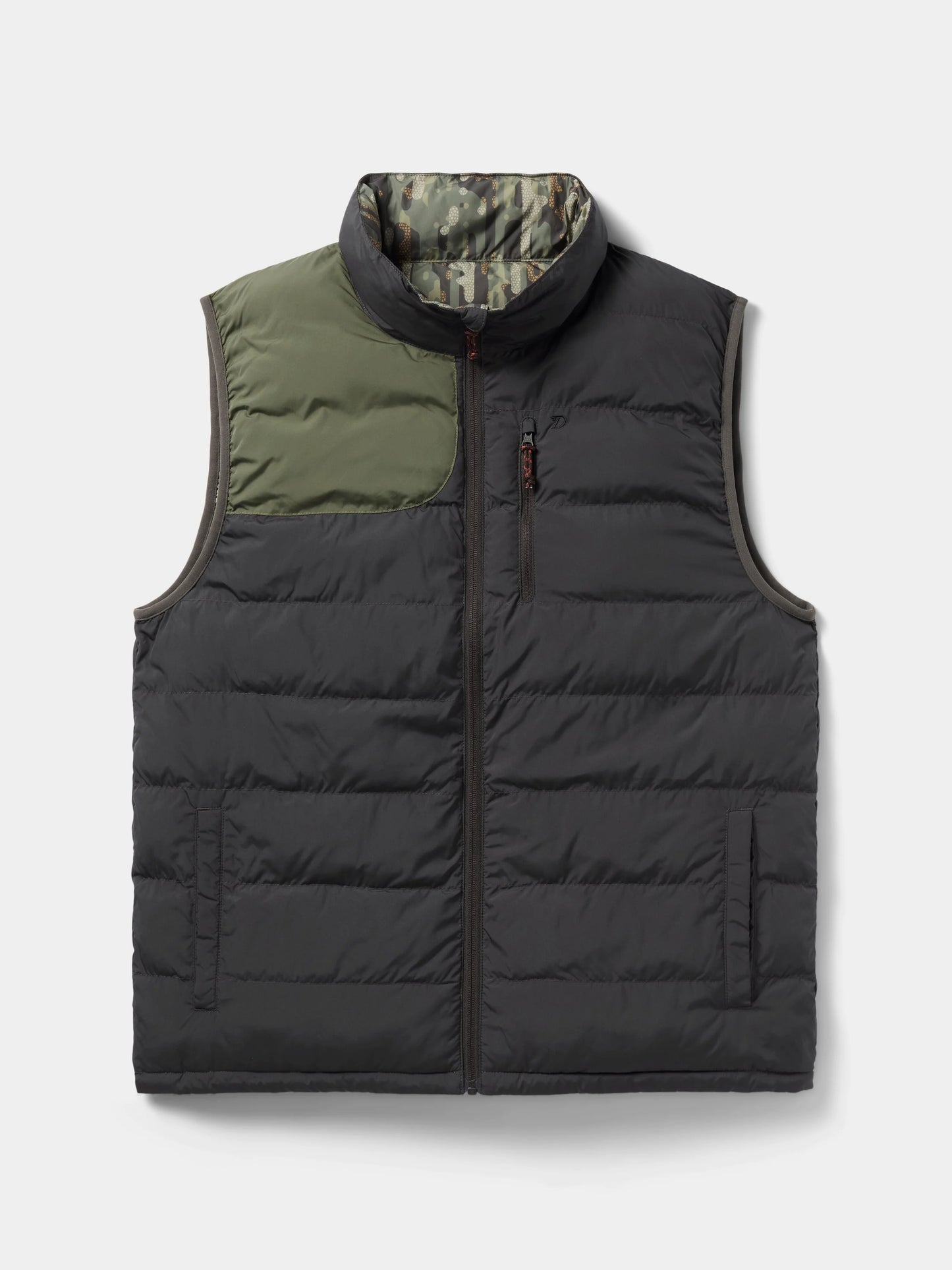 Duck Camp - Men’s Reversible Puffer Vest - Raven / Woodland