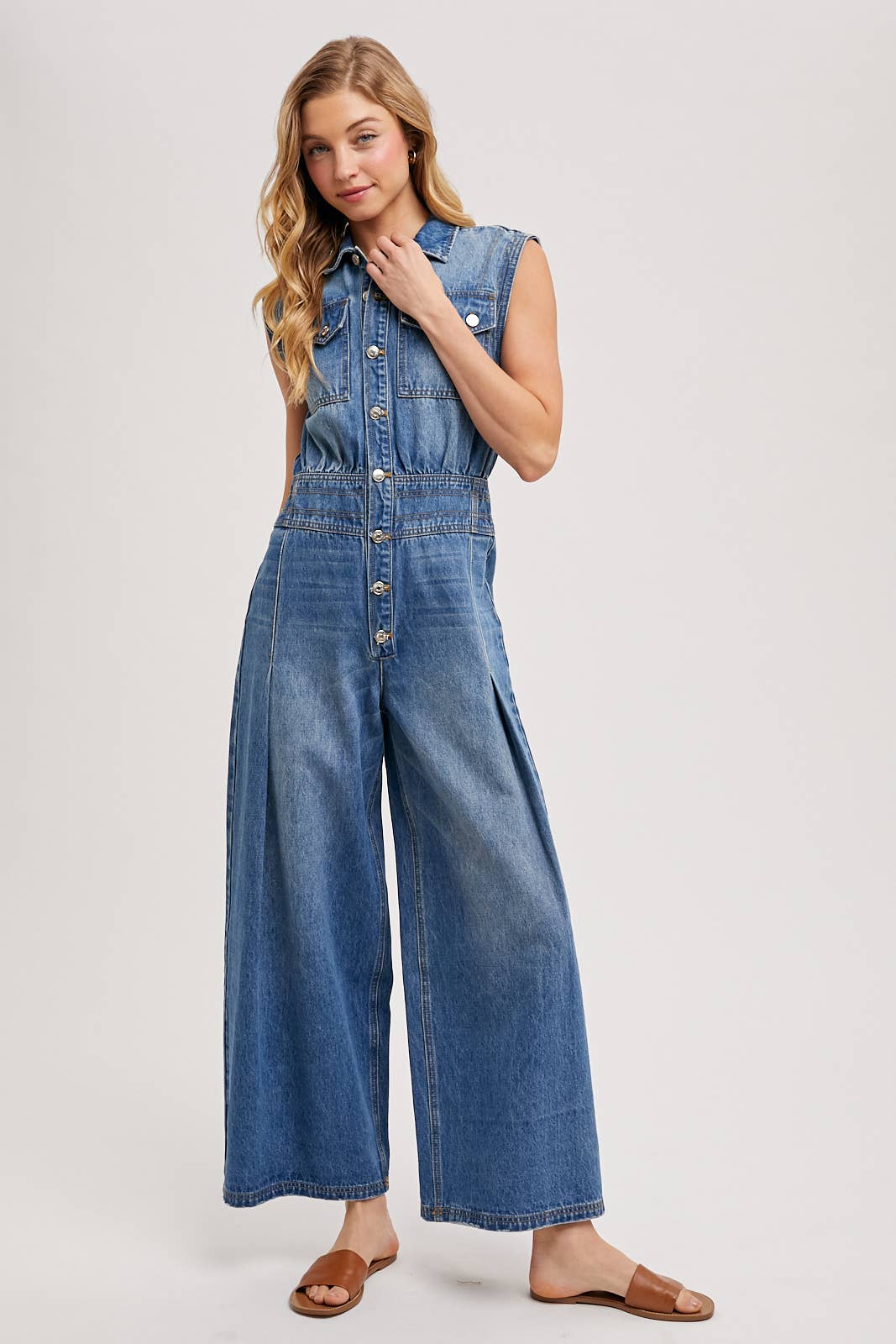 Denim Sleeveless Jumpsuit