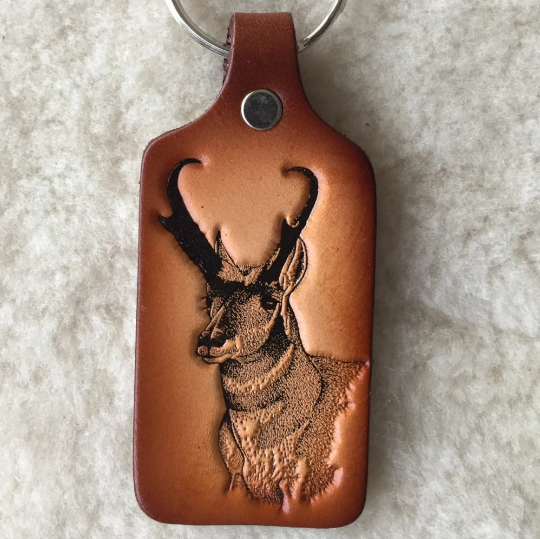 Handmade Leather Wildlife Keychain - Hunting Fishing
