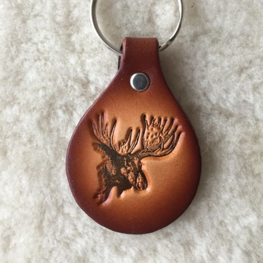 Handmade Leather Wildlife Keychain - Hunting Fishing