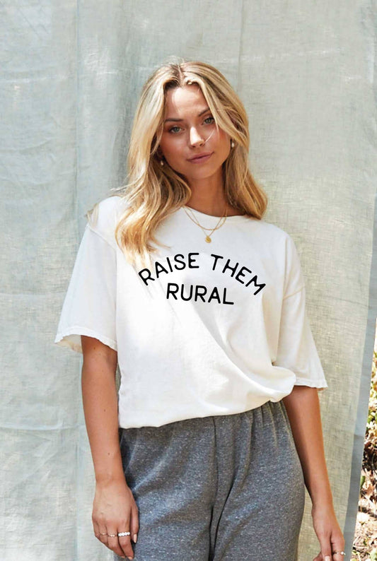 RAISE THEM RURAL Mineral Washed Graphic Top