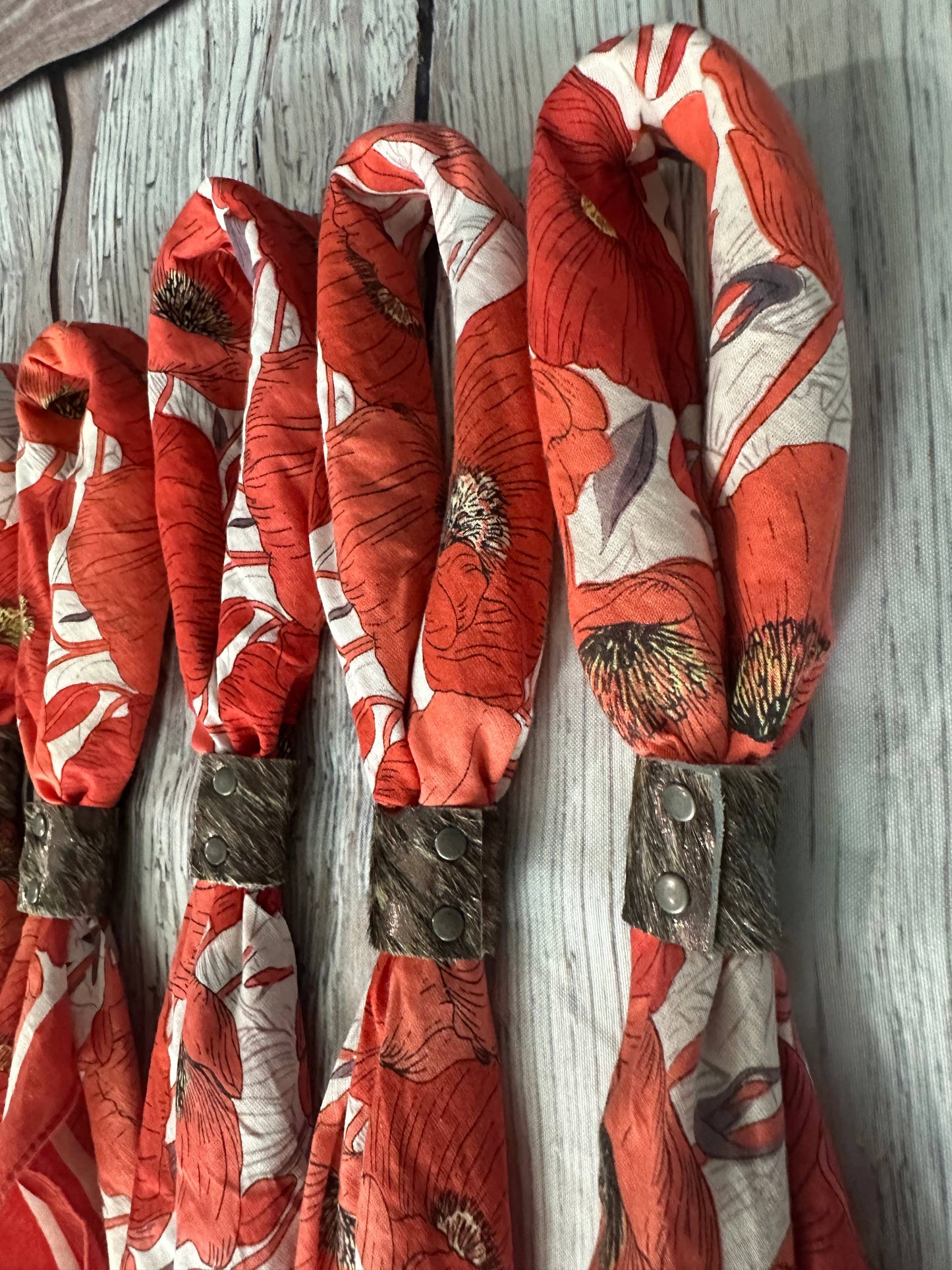 Poppy Hand Dyed Bandanas with Leather Slides 