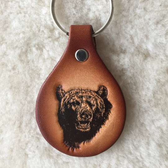 Handmade Leather Wildlife Keychain - Hunting Fishing
