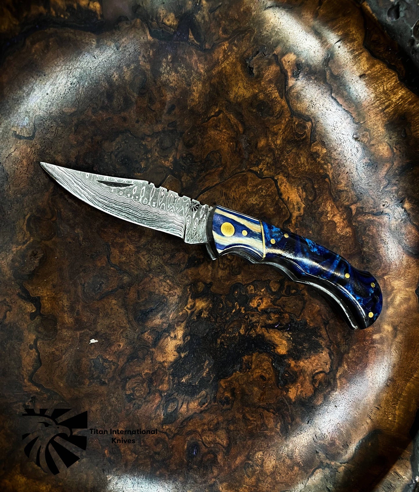 TF-062 Titan Celestial Damascus Pocket Knife