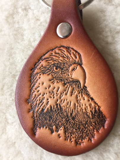 Handmade Leather Wildlife Keychain - Hunting Fishing