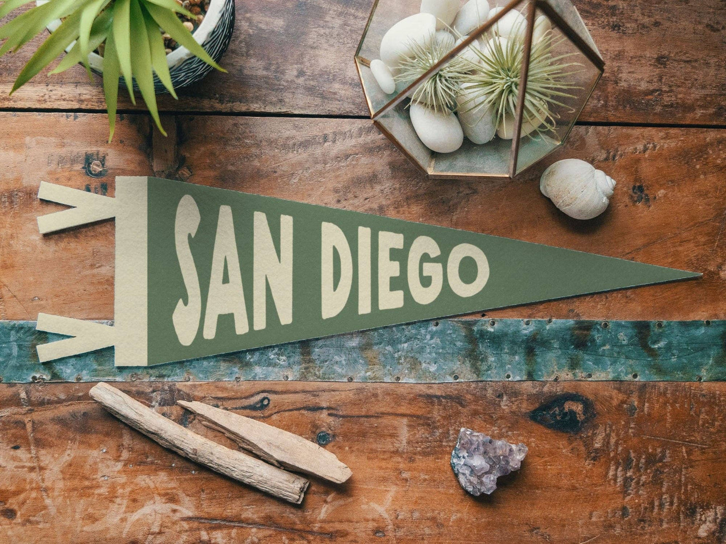Woodville, TX  Felt Pennant  - Boho Design