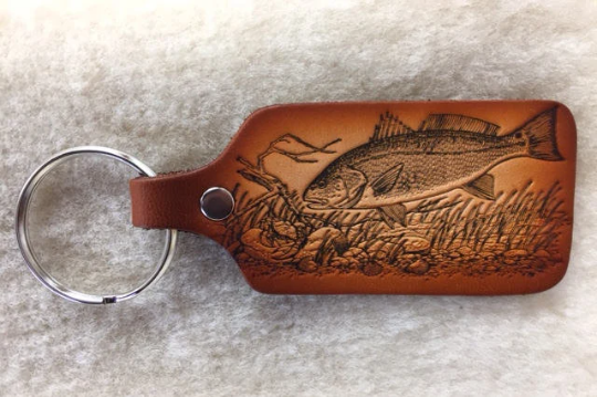 Handmade Leather Wildlife Keychain - Hunting Fishing