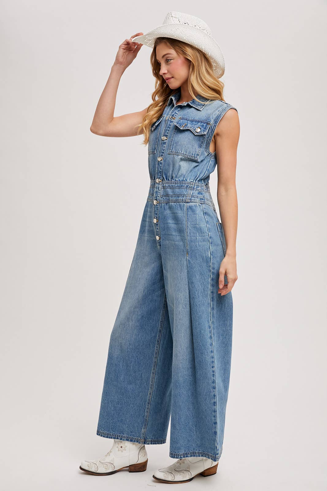 Denim Sleeveless Jumpsuit