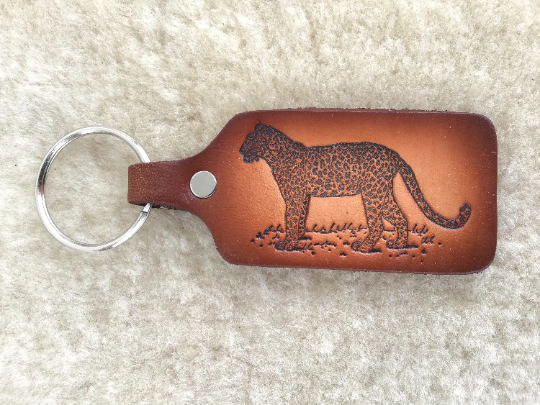 Handmade Leather Wildlife Keychain - Hunting Fishing