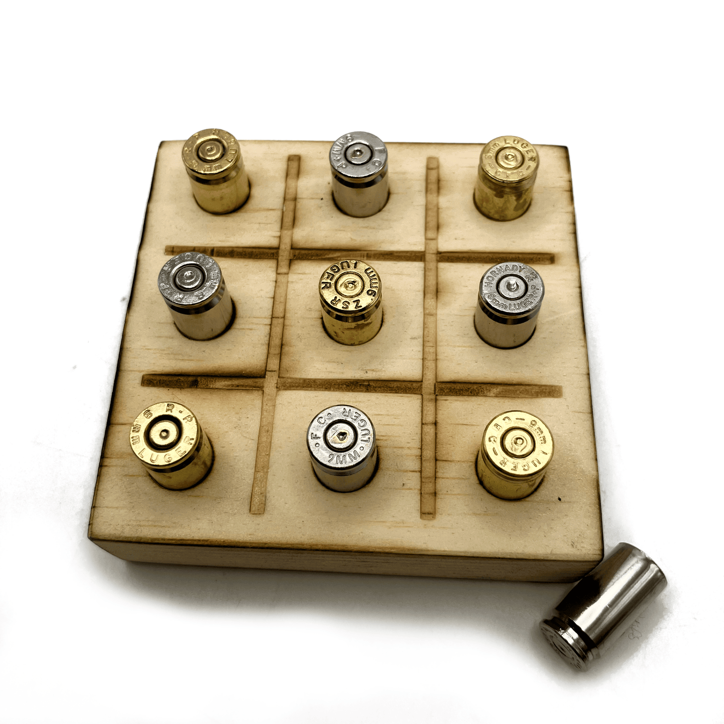 Tic Tac Toe Game with Bullet Casings, Man Cave