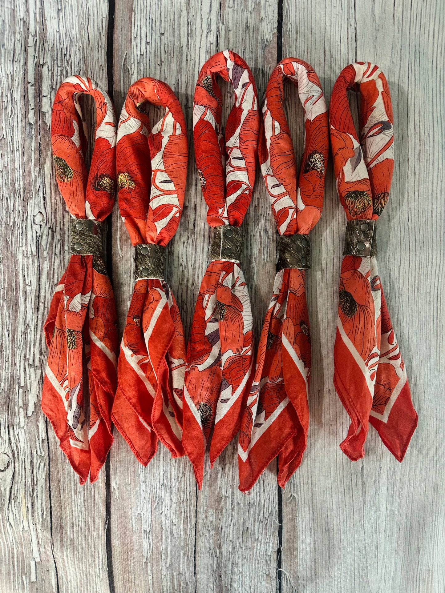Poppy Hand Dyed Bandanas with Leather Slides 