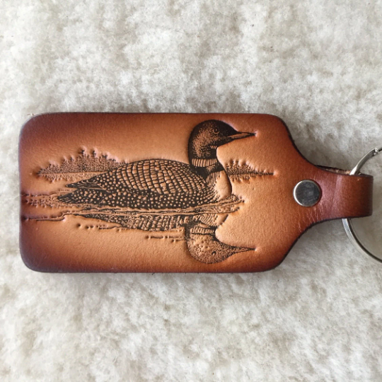 Handmade Leather Wildlife Keychain - Hunting Fishing
