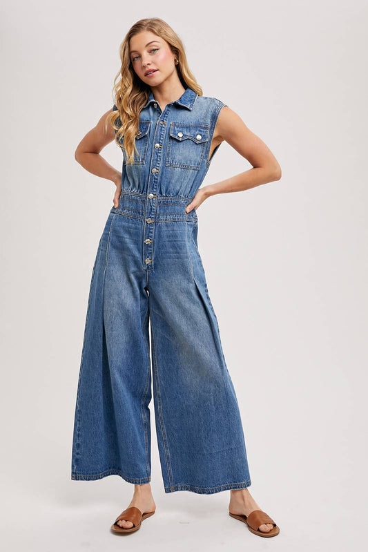 Denim Sleeveless Jumpsuit