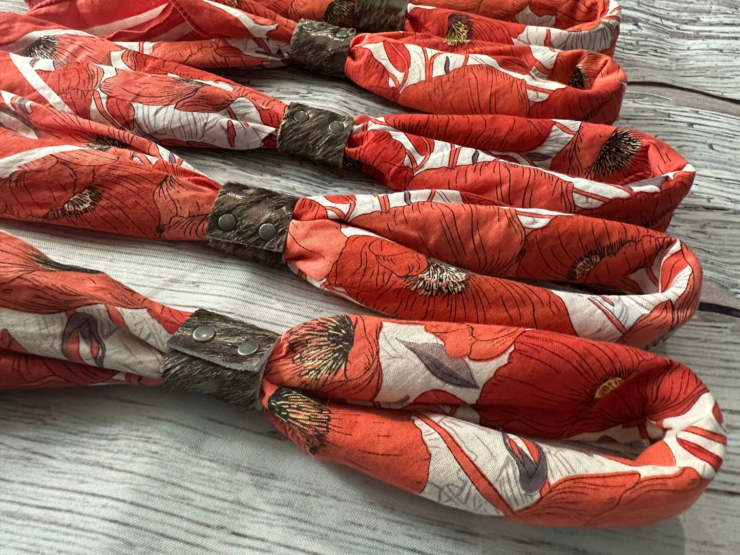 Poppy Hand Dyed Bandanas with Leather Slides 