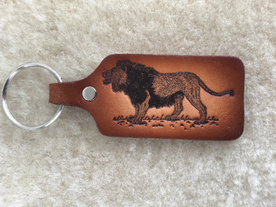 Handmade Leather Wildlife Keychain - Hunting Fishing