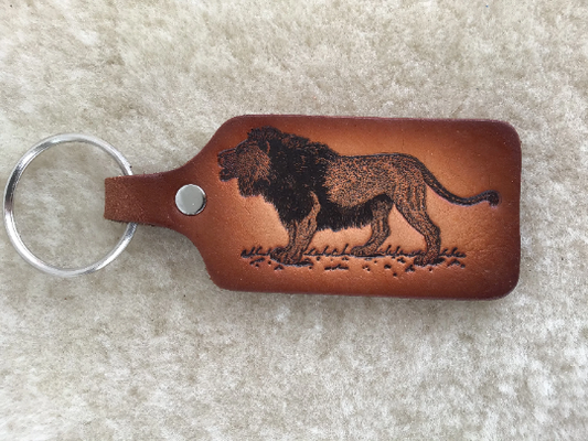 Handmade Leather Wildlife Keychain - Hunting Fishing