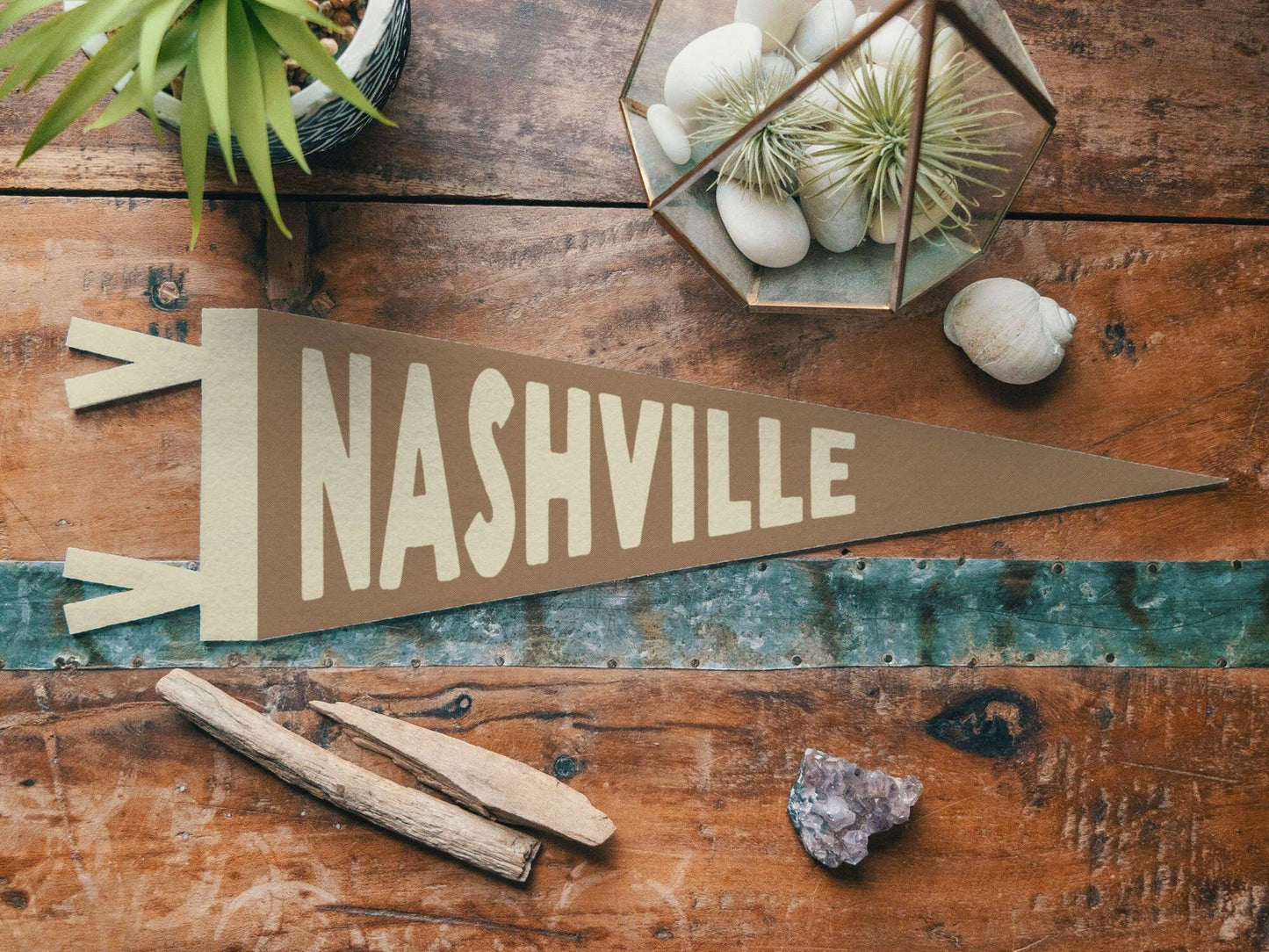 Woodville, TX  Felt Pennant  - Boho Design