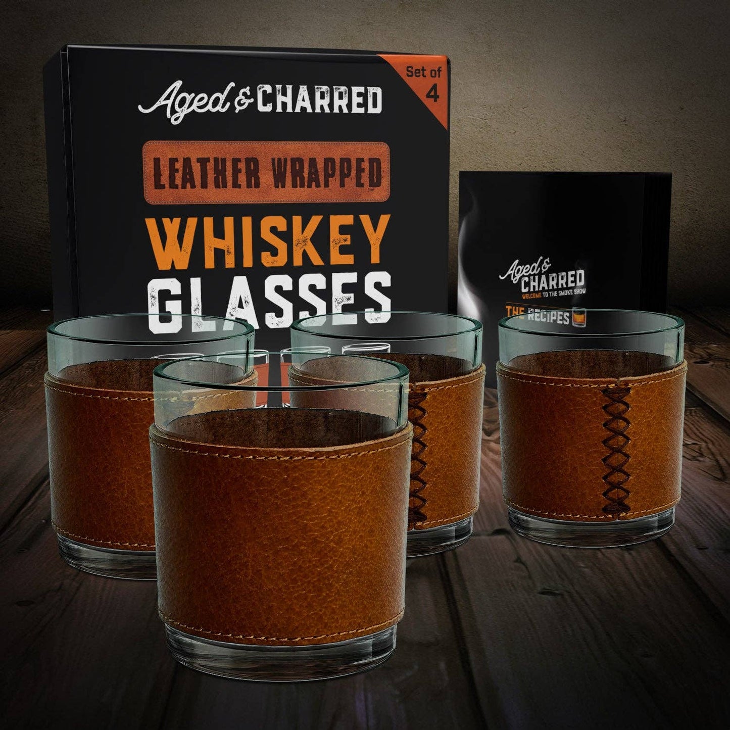 Leather Wrapped Rocks Glasses