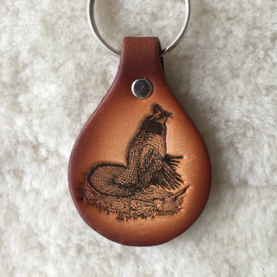 Handmade Leather Wildlife Keychain - Hunting Fishing