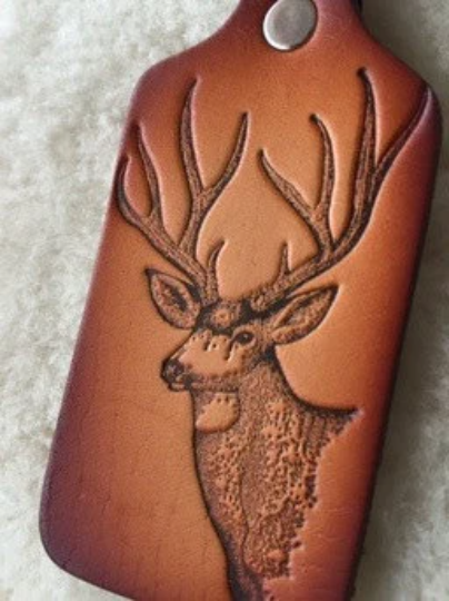Handmade Leather Wildlife Keychain - Hunting Fishing
