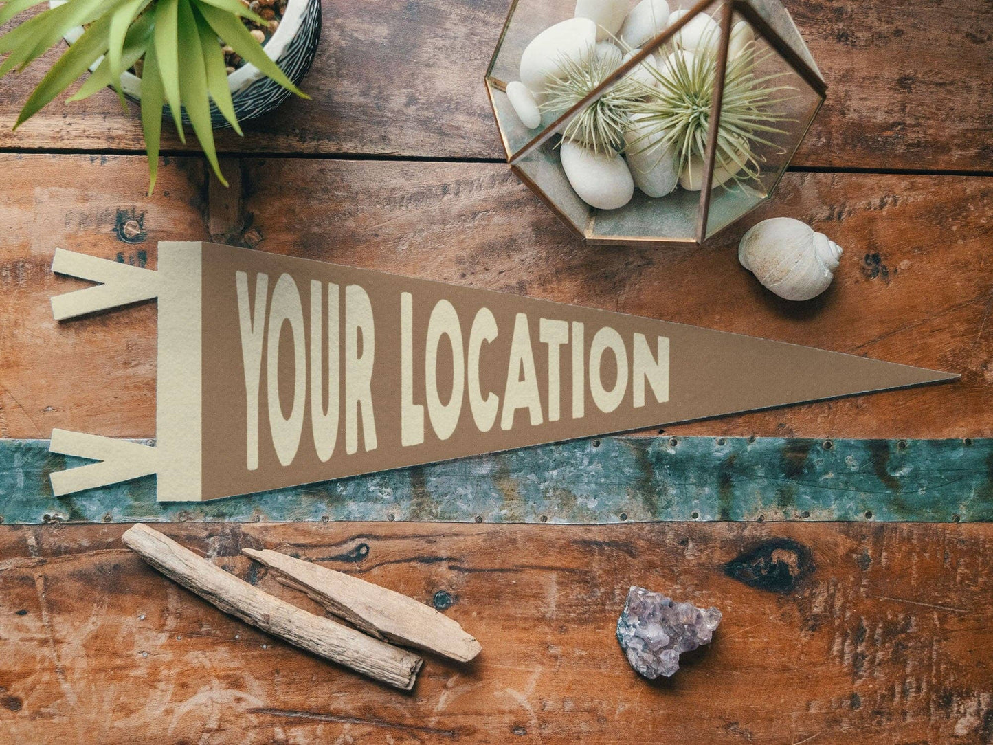 Woodville, TX  Felt Pennant  - Boho Design