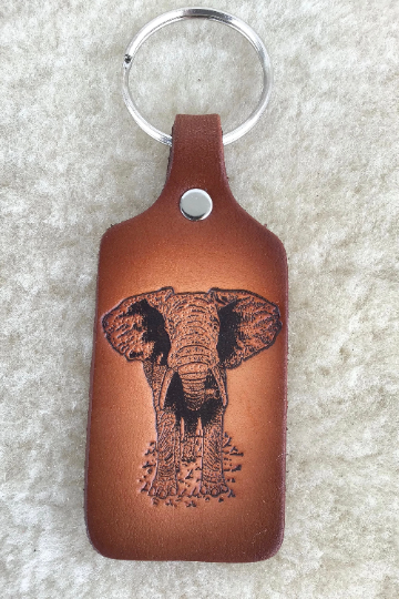 Handmade Leather Wildlife Keychain - Hunting Fishing