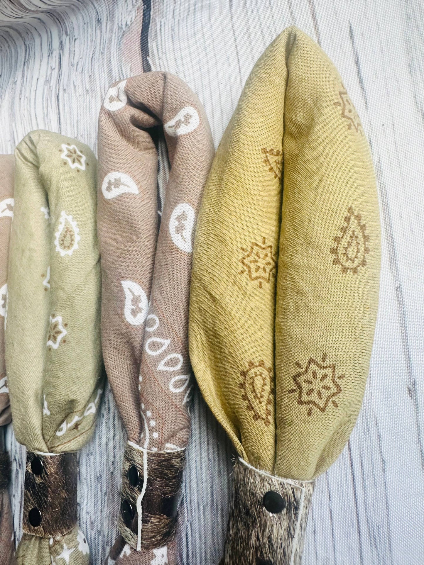 Earth Tones Hand Dyed Bandanas With Leather Slides 