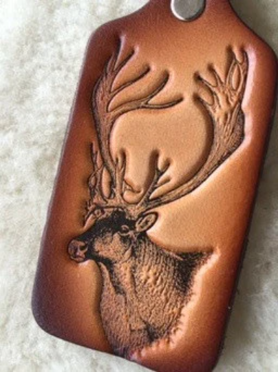 Handmade Leather Wildlife Keychain - Hunting Fishing