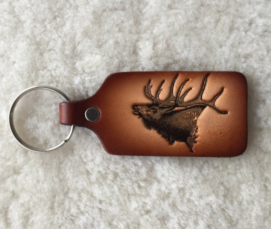 Handmade Leather Wildlife Keychain - Hunting Fishing