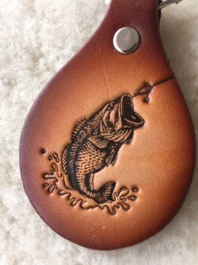 Handmade Leather Wildlife Keychain - Hunting Fishing