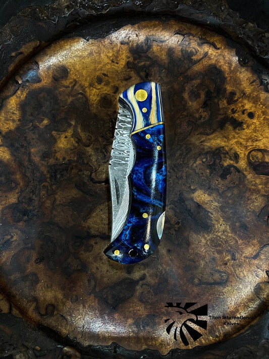 TF-062 Titan Celestial Damascus Pocket Knife