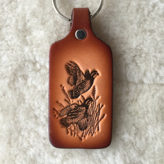 Handmade Leather Wildlife Keychain - Hunting Fishing